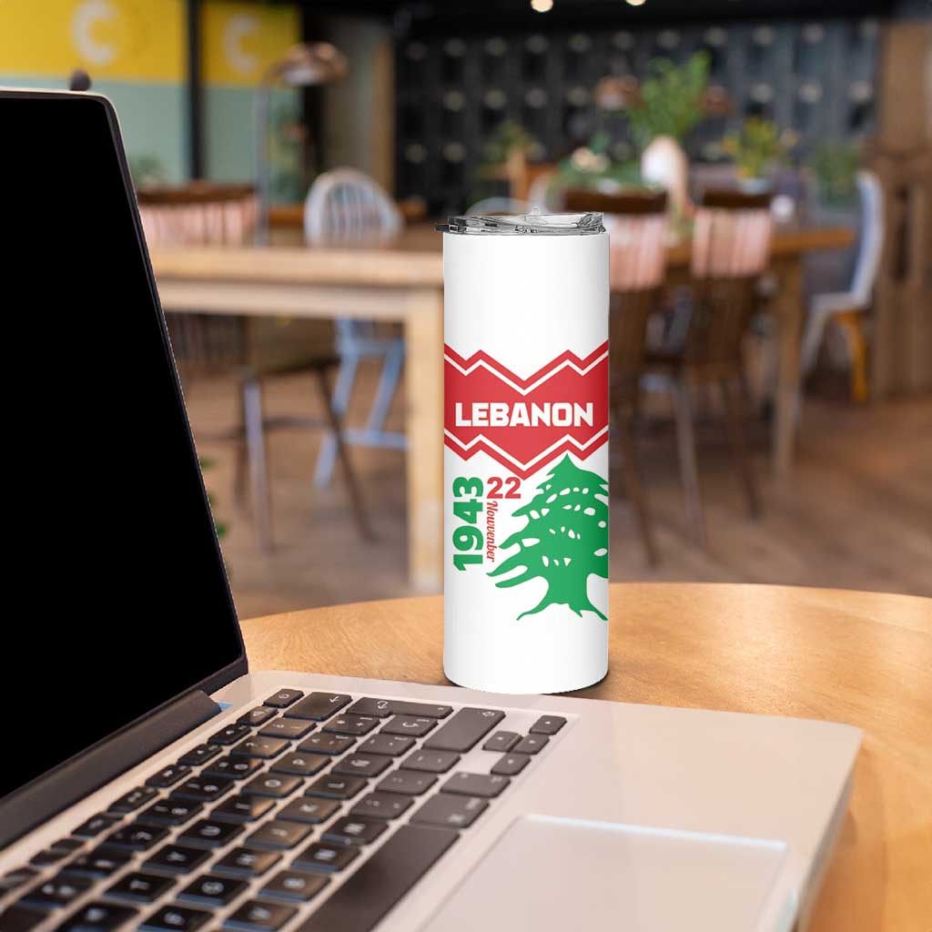 Personalized Lebanon Independence Day Skinny Tumbler Cedrus libani - Wonder Print Shop