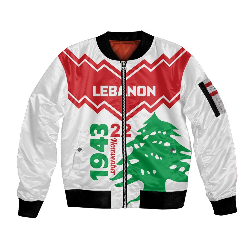 Personalized Lebanon Independence Day Sleeve Zip Bomber Jacket Cedrus libani - Wonder Print Shop