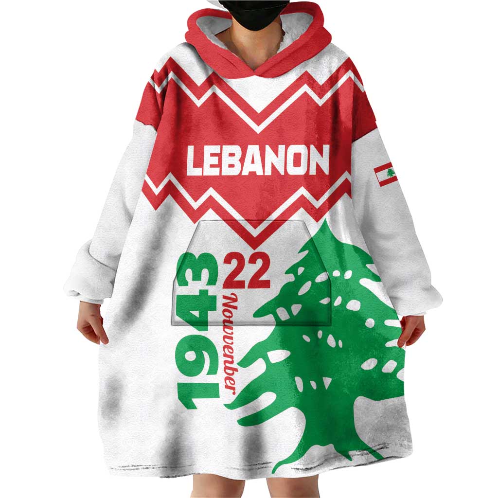 Personalized Lebanon Independence Day Wearable Blanket Hoodie Cedrus libani - Wonder Print Shop