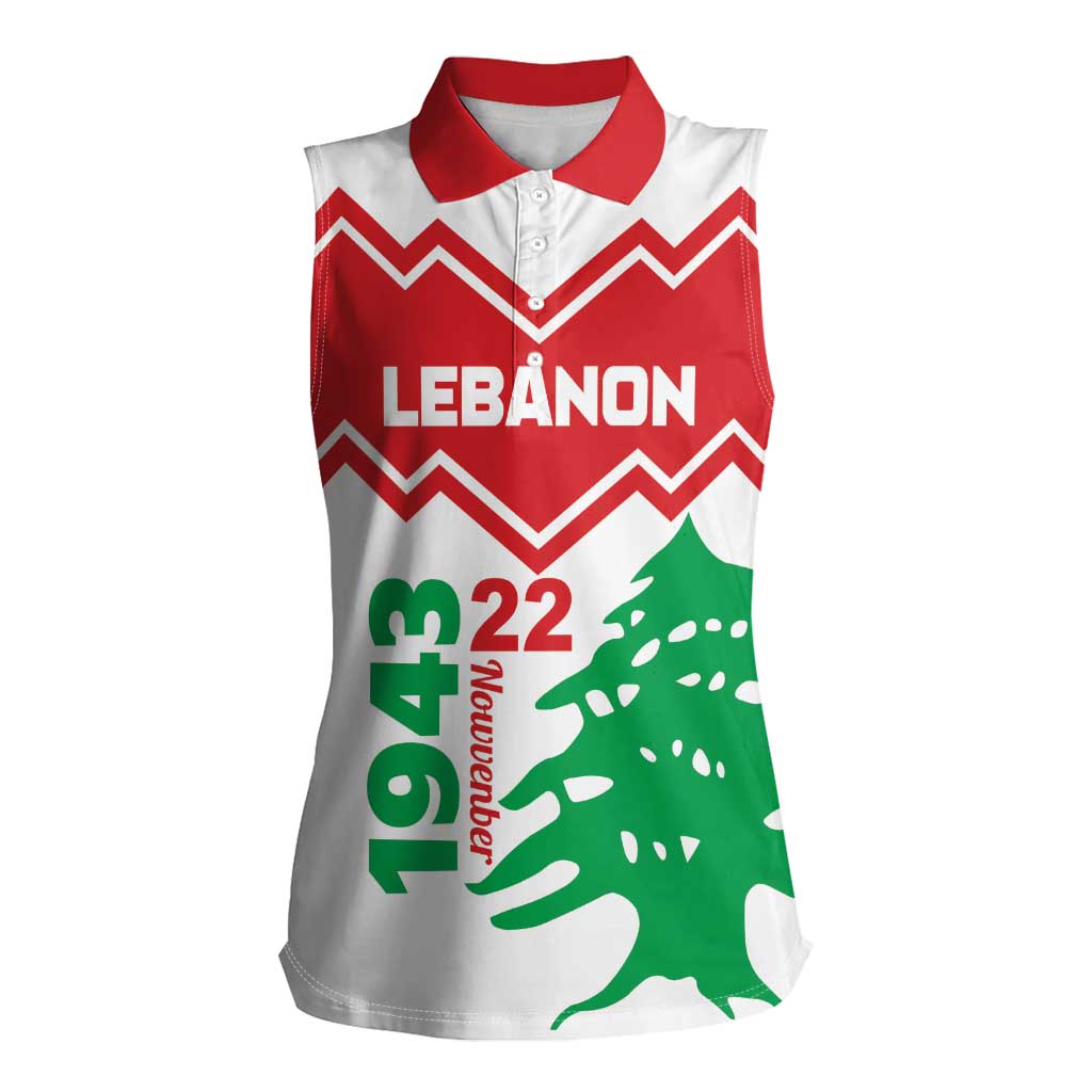 Personalized Lebanon Independence Day Women Sleeveless Polo Shirt Cedrus libani - Wonder Print Shop