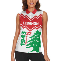 Personalized Lebanon Independence Day Women Sleeveless Polo Shirt Cedrus libani - Wonder Print Shop
