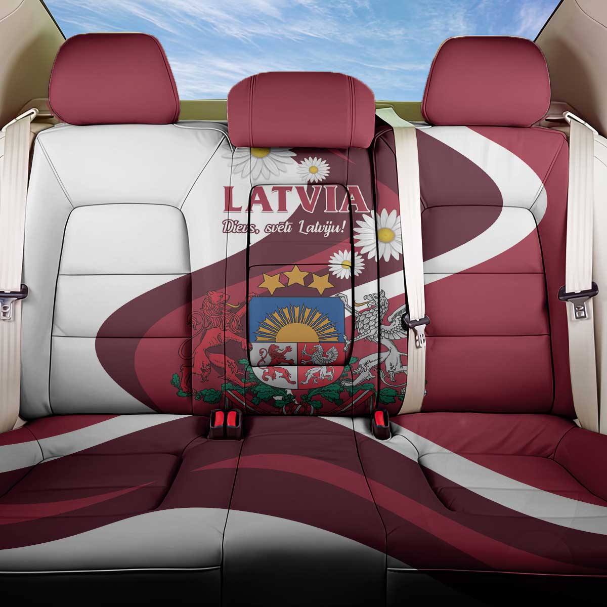 Latvia Back Car Seat Cover Dievs sveti Latviju - Wonder Print Shop