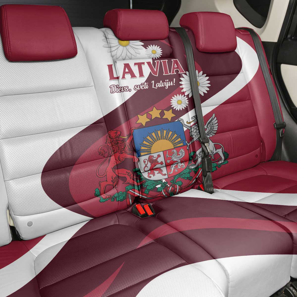 Latvia Back Car Seat Cover Dievs sveti Latviju - Wonder Print Shop