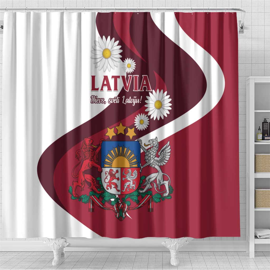 Latvia Shower Curtain Dievs sveti Latviju