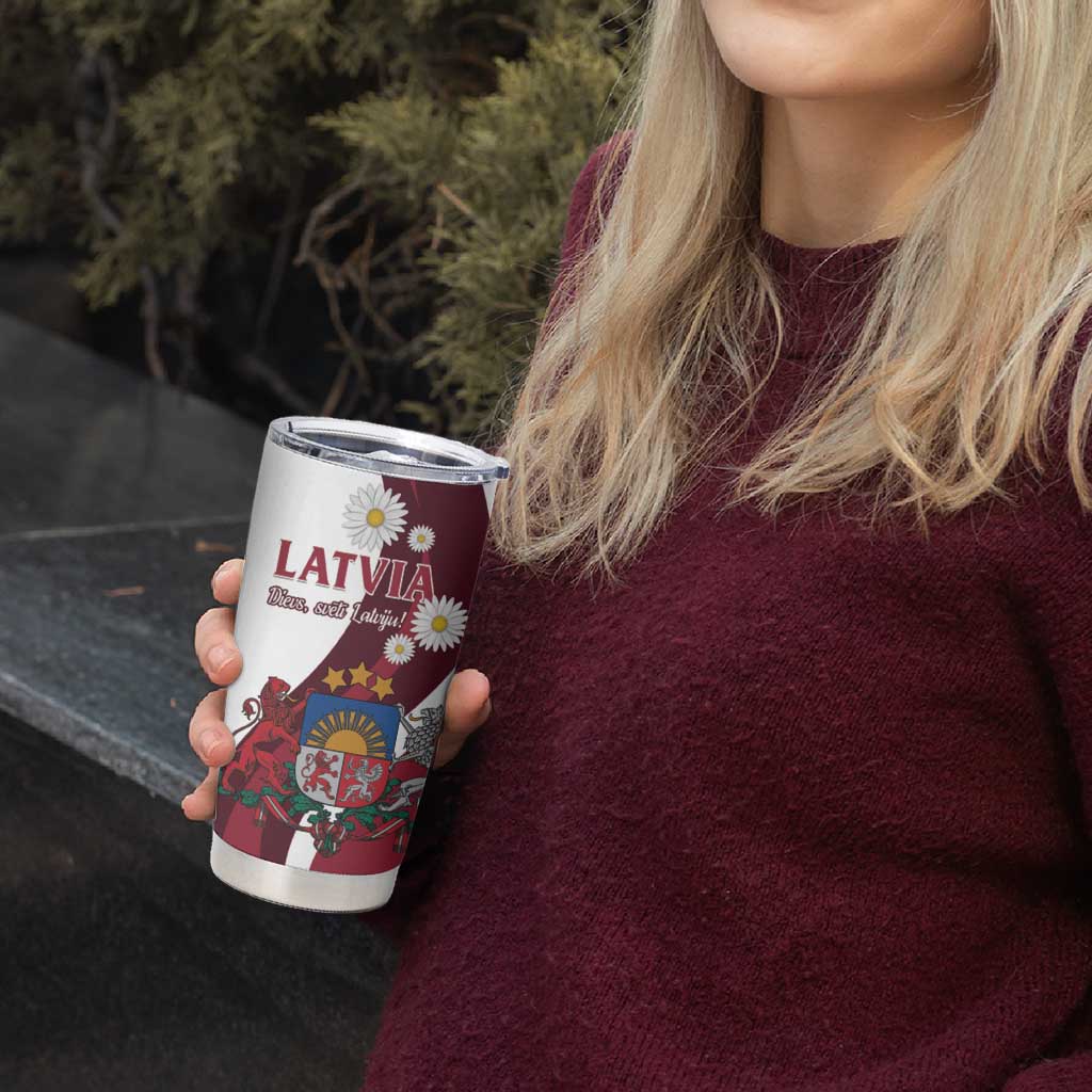 Personalized Latvia Tumbler Cup Dievs sveti Latviju! - Wonder Print Shop
