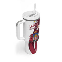 Personalized Latvia Tumbler With Handle Dievs sveti Latviju! - Wonder Print Shop