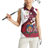 Personalized Latvia Women Sleeveless Polo Shirt Dievs sveti Latviju - Wonder Print Shop