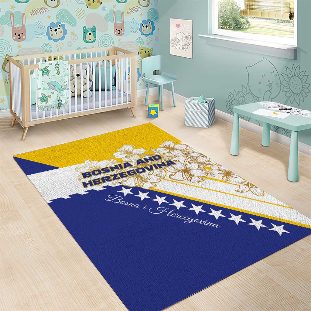 Bosnia and Herzegovina Area Rug Stars With Golden Lily - Wonder Print Shop