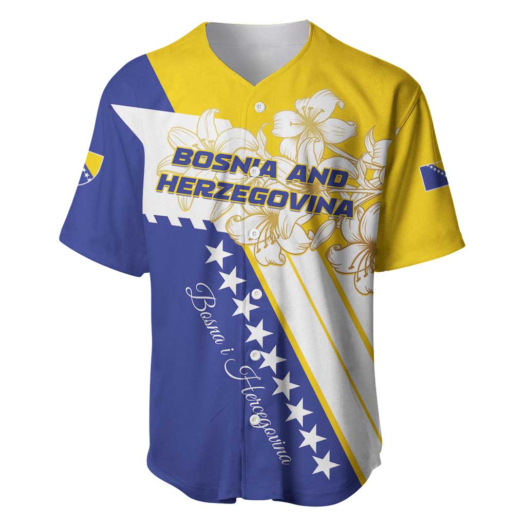 Personalized Bosnia and Herzegovina Baseball Jersey Stars With Golden Lily - Wonder Print Shop