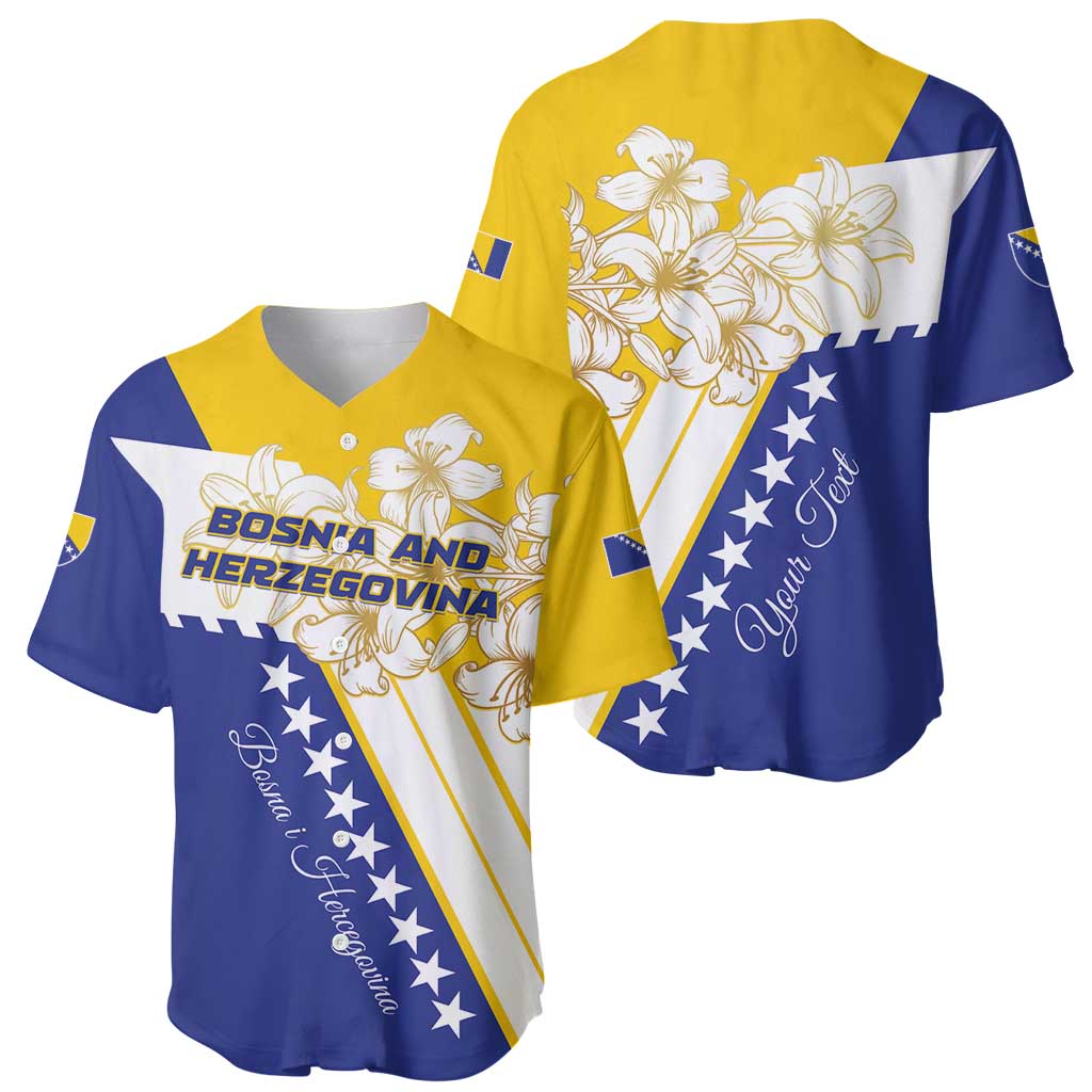 Personalized Bosnia and Herzegovina Baseball Jersey Stars With Golden Lily - Wonder Print Shop