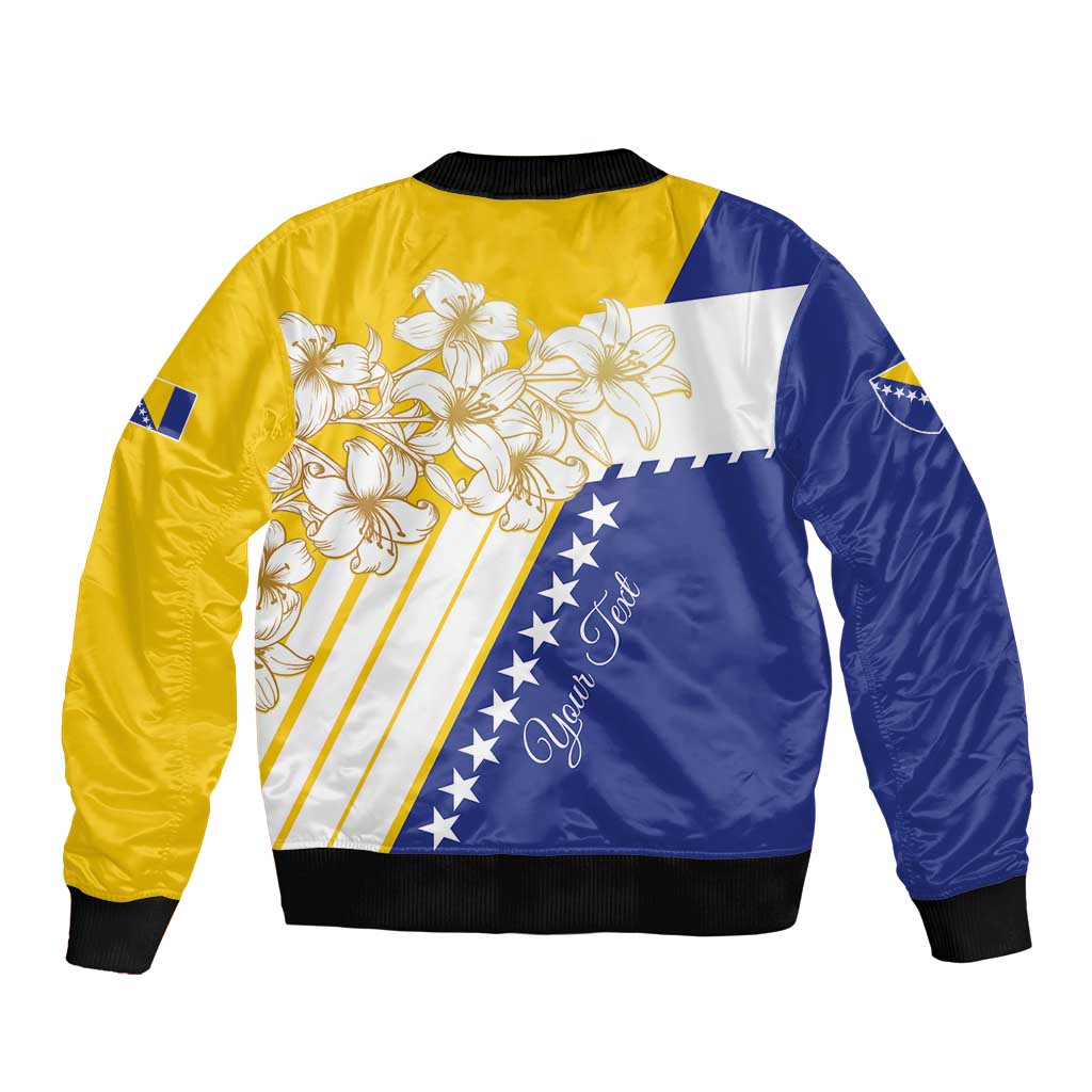 Personalized Bosnia and Herzegovina Bomber Jacket Stars With Golden Lily - Wonder Print Shop