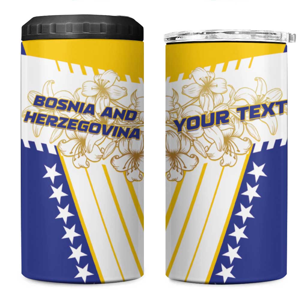 Personalized Bosnia and Herzegovina 4 in 1 Can Cooler Tumbler Stars With Golden Lily - Wonder Print Shop