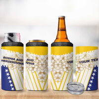 Personalized Bosnia and Herzegovina 4 in 1 Can Cooler Tumbler Stars With Golden Lily - Wonder Print Shop