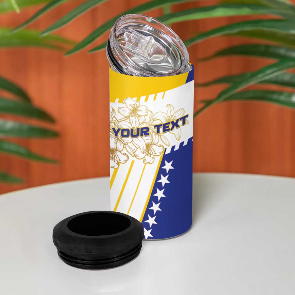 Personalized Bosnia and Herzegovina 4 in 1 Can Cooler Tumbler Stars With Golden Lily - Wonder Print Shop