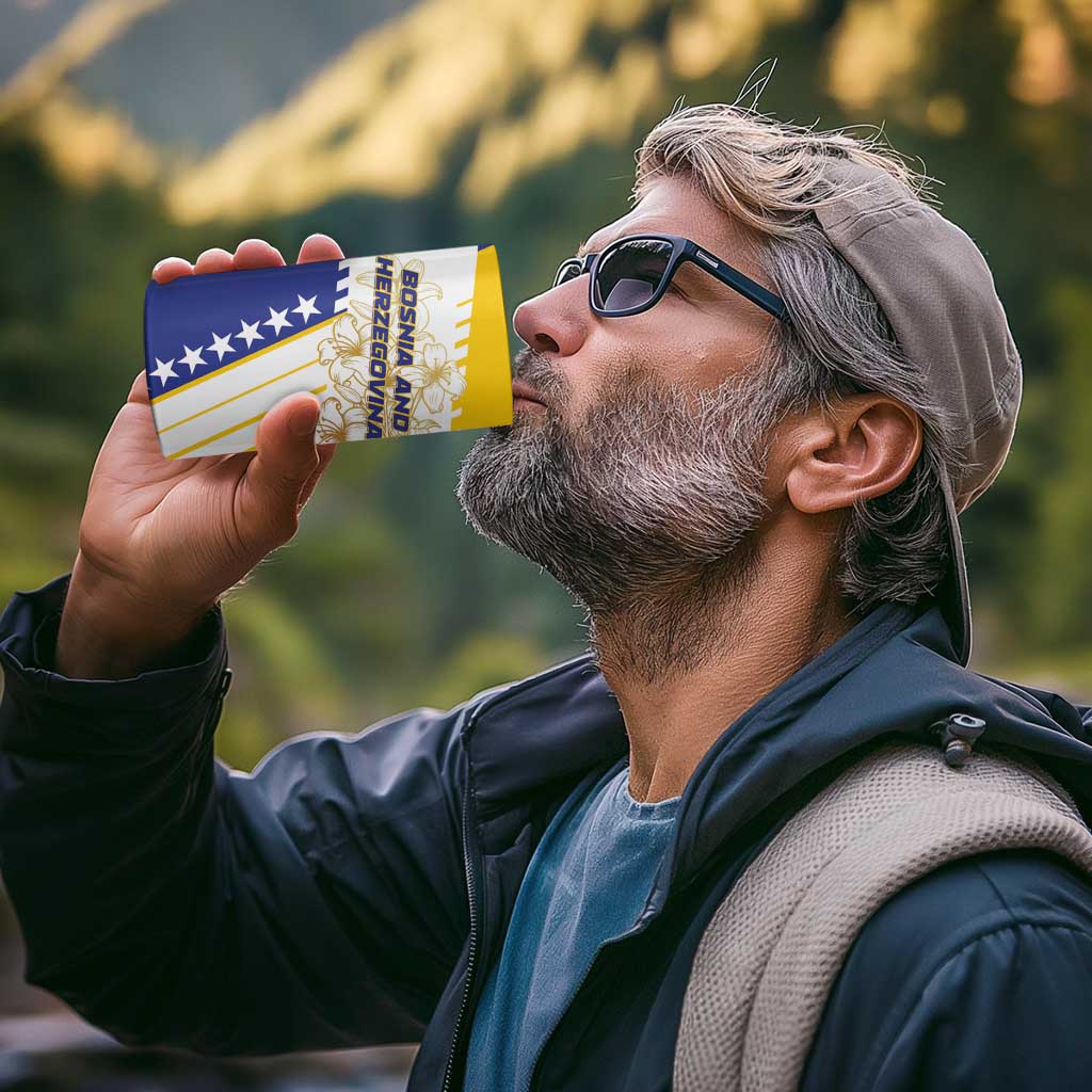 Personalized Bosnia and Herzegovina 4 in 1 Can Cooler Tumbler Stars With Golden Lily - Wonder Print Shop