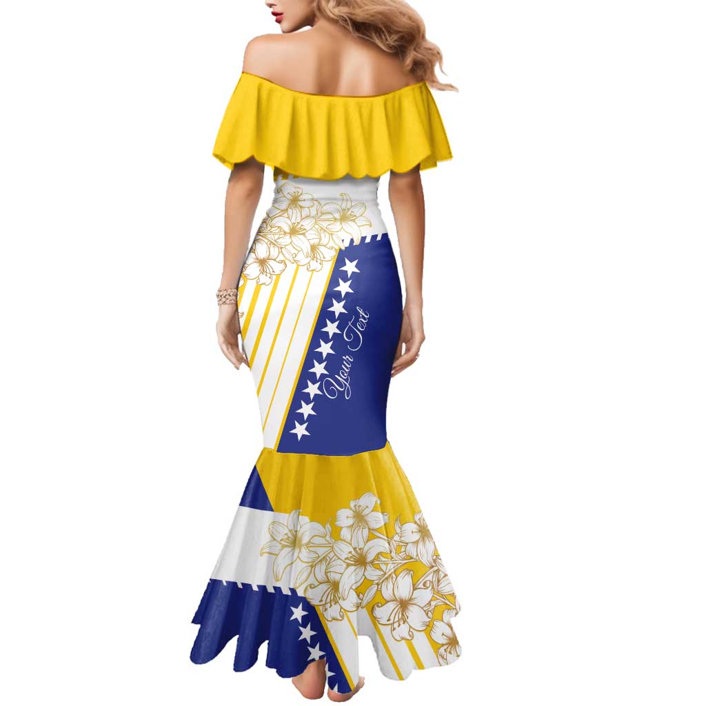 Personalized Bosnia and Herzegovina Family Matching Mermaid Dress and Hawaiian Shirt Stars With Golden Lily - Wonder Print Shop