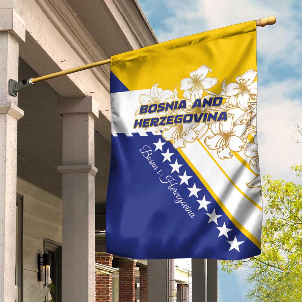 Bosnia and Herzegovina Garden Flag Stars With Golden Lily - Wonder Print Shop