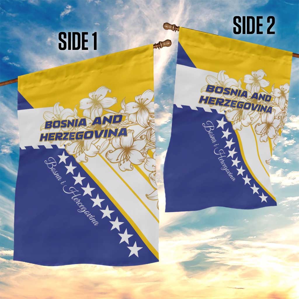 Bosnia and Herzegovina Garden Flag Stars With Golden Lily - Wonder Print Shop