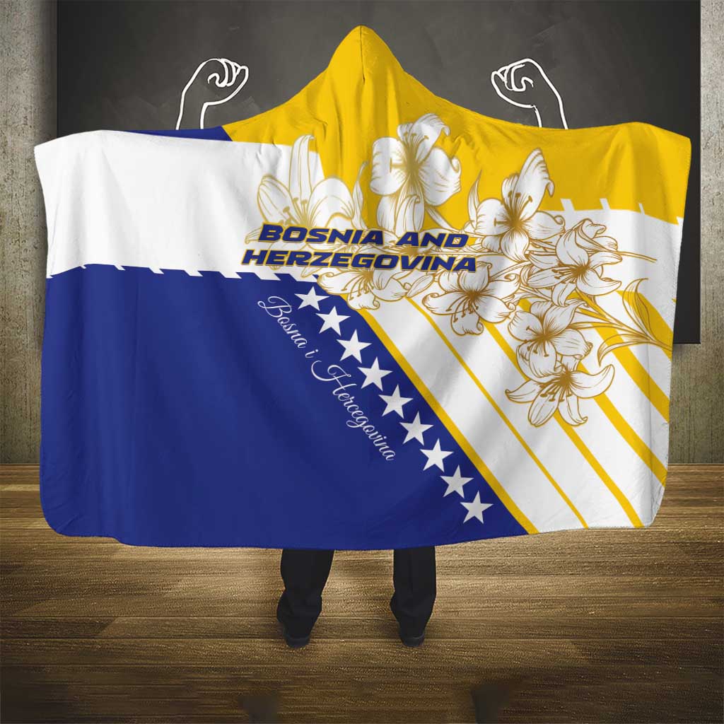Bosnia and Herzegovina Hooded Blanket Stars With Golden Lily