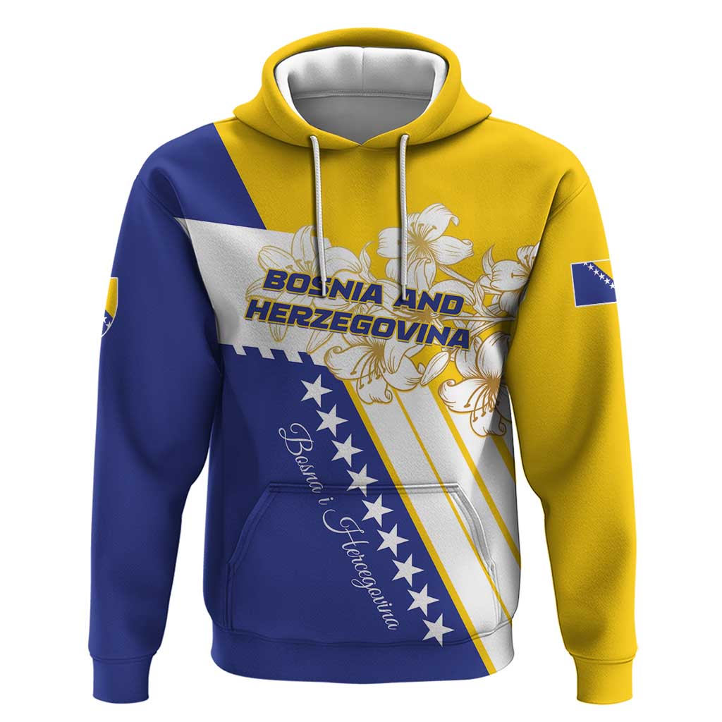 Personalized Bosnia and Herzegovina Hoodie Stars With Golden Lily - Wonder Print Shop