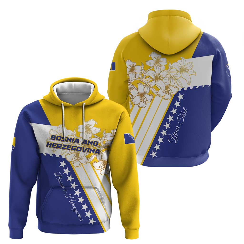 Personalized Bosnia and Herzegovina Hoodie Stars With Golden Lily - Wonder Print Shop