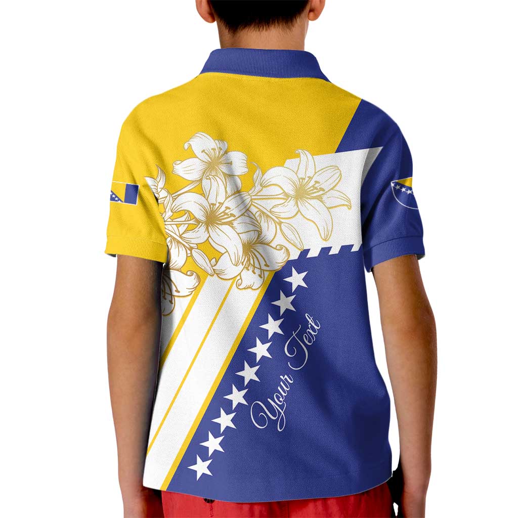 Personalized Bosnia and Herzegovina Kid Polo Shirt Stars With Golden Lily - Wonder Print Shop