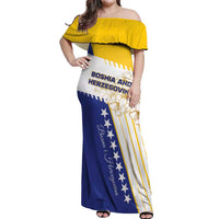 Personalized Bosnia and Herzegovina Off Shoulder Maxi Dress Stars With Golden Lily - Wonder Print Shop