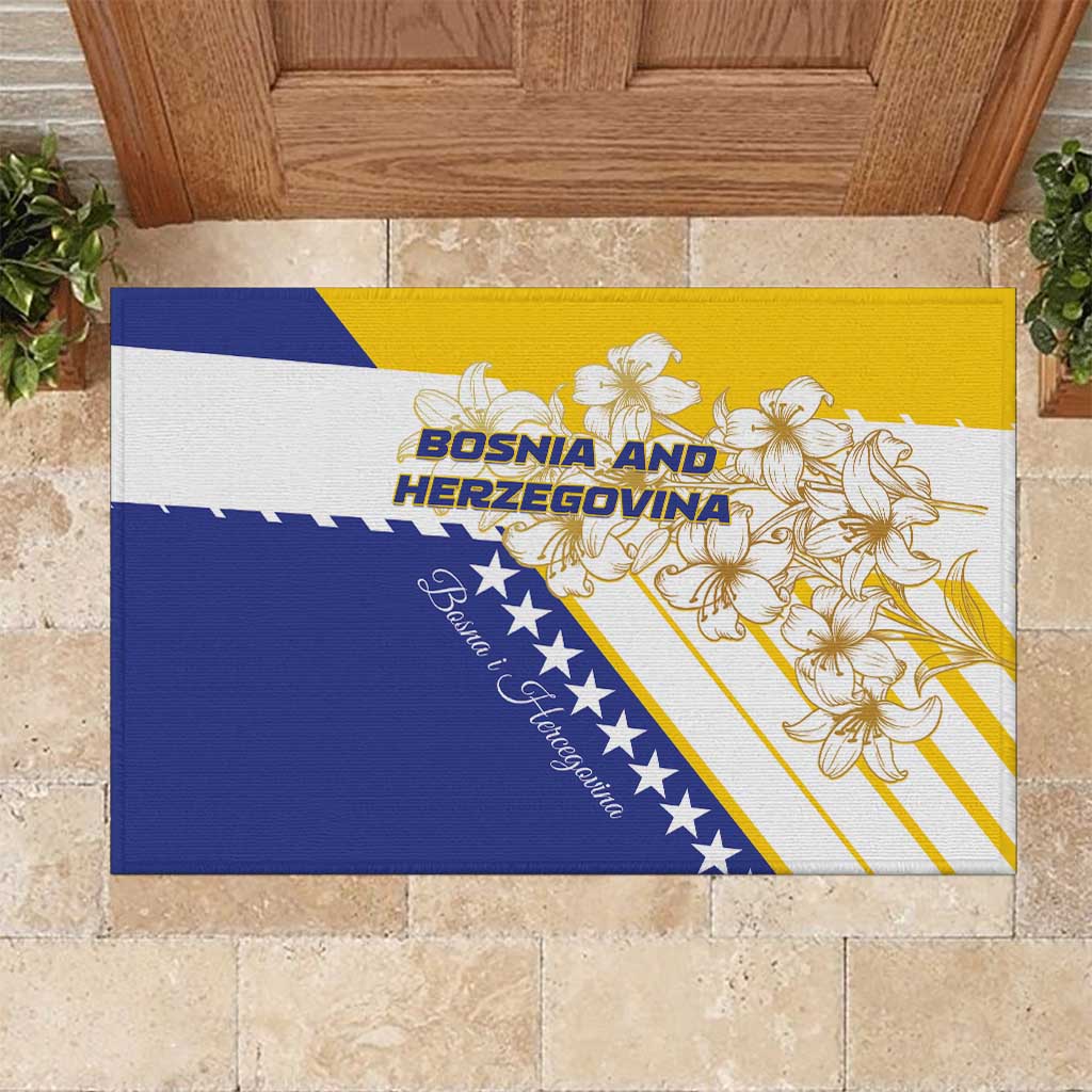 Bosnia and Herzegovina Rubber Doormat Stars With Golden Lily - Wonder Print Shop
