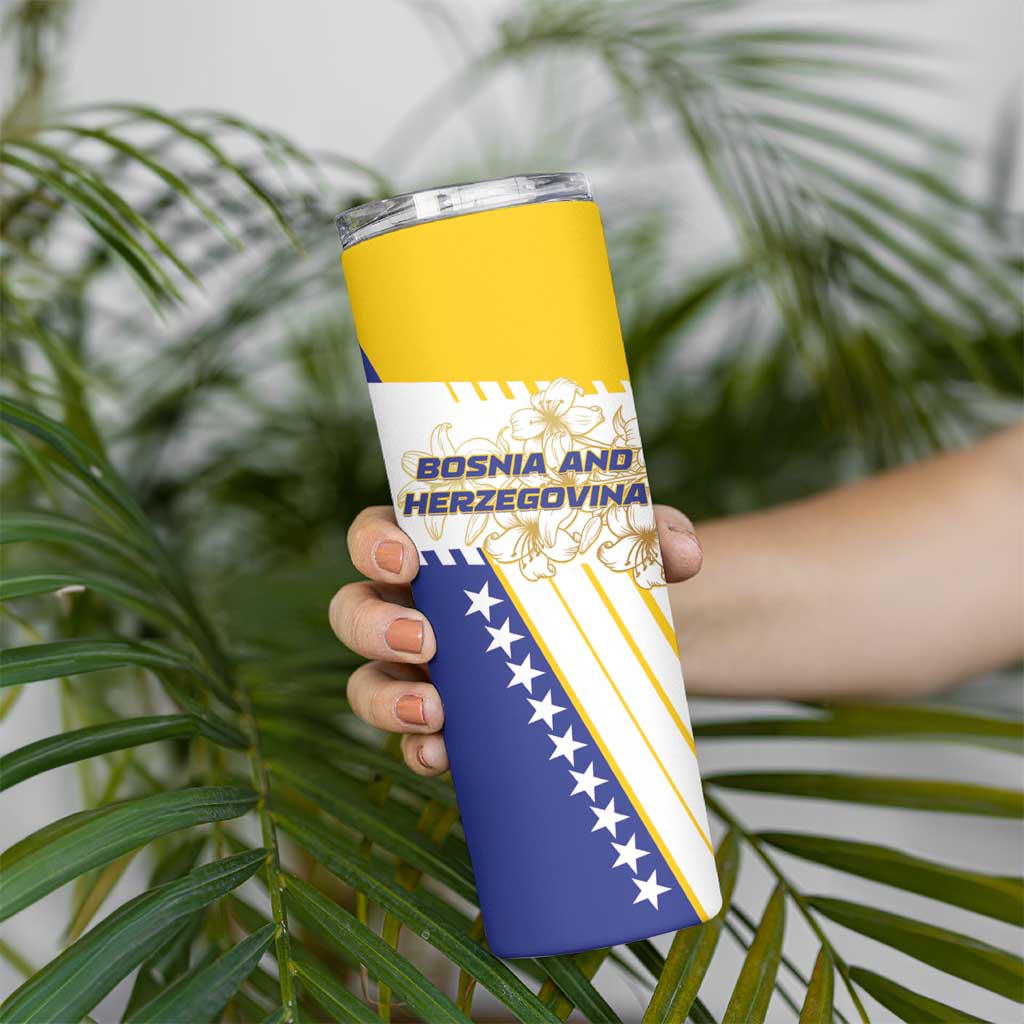 Personalized Bosnia and Herzegovina Skinny Tumbler Stars With Golden Lily - Wonder Print Shop