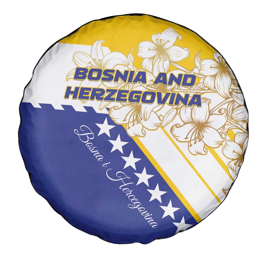 Bosnia and Herzegovina Spare Tire Cover Stars With Golden Lily - Wonder Print Shop