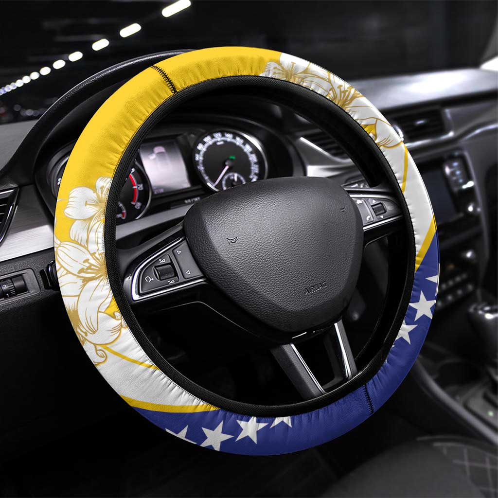 Bosnia and Herzegovina Steering Wheel Cover Stars With Golden Lily - Wonder Print Shop
