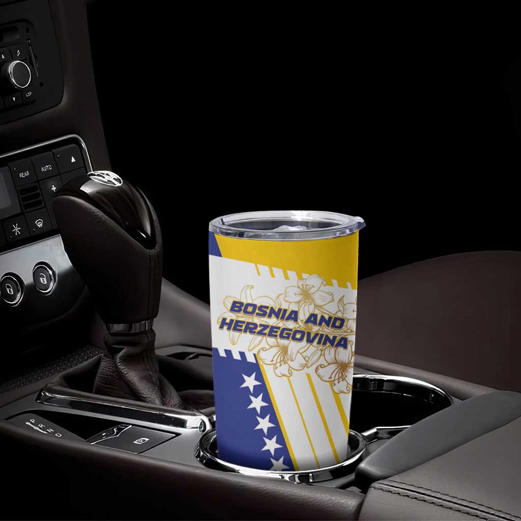 Personalized Bosnia and Herzegovina Tumbler Cup Stars With Golden Lily - Wonder Print Shop