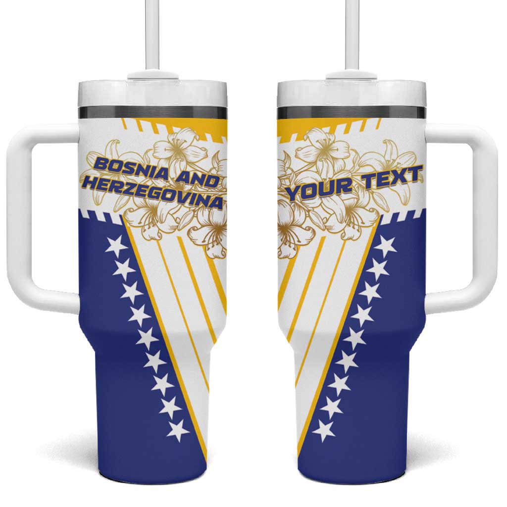 Personalized Bosnia and Herzegovina Tumbler With Handle Stars With Golden Lily - Wonder Print Shop