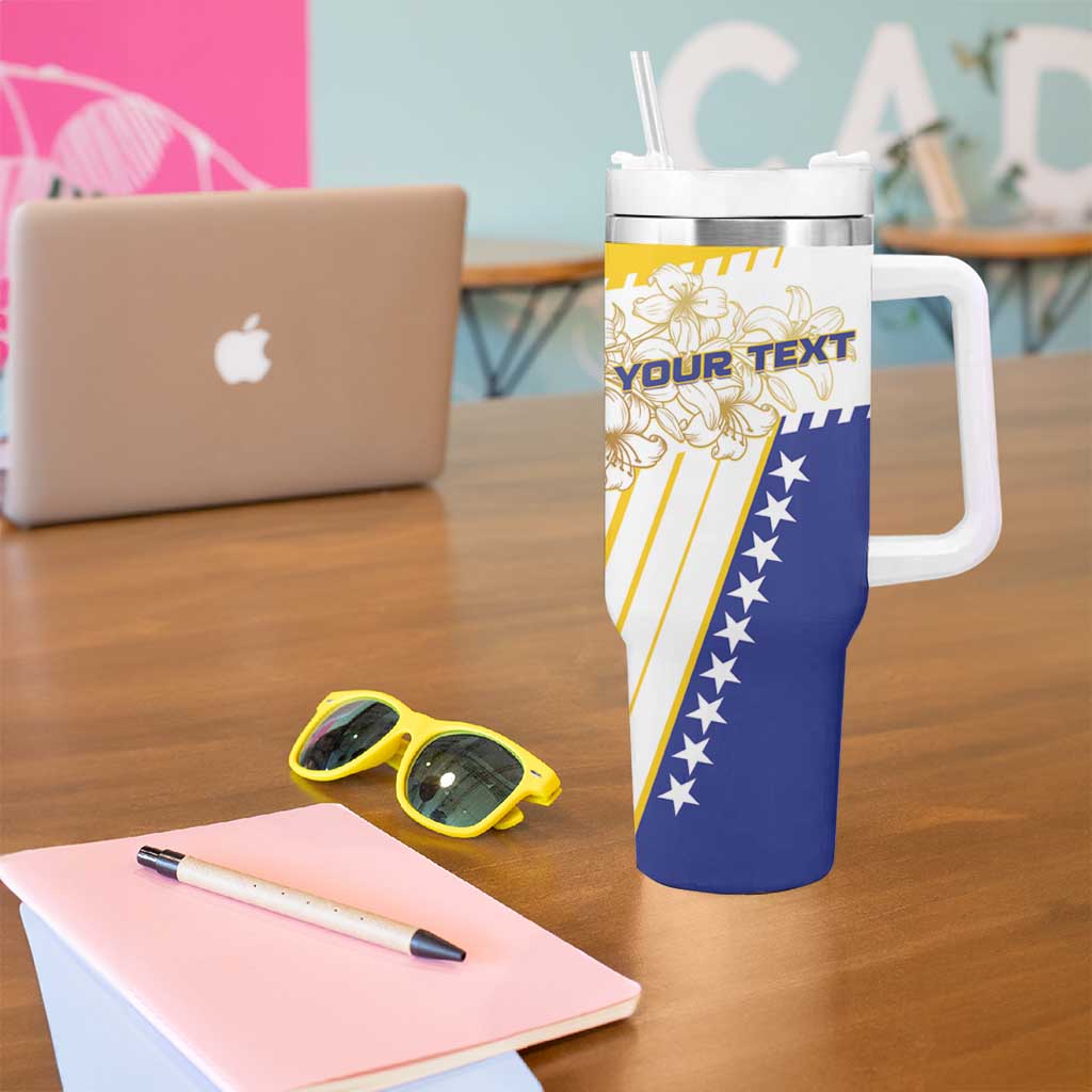 Personalized Bosnia and Herzegovina Tumbler With Handle Stars With Golden Lily - Wonder Print Shop