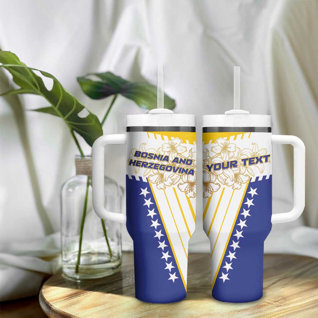 Personalized Bosnia and Herzegovina Tumbler With Handle Stars With Golden Lily - Wonder Print Shop