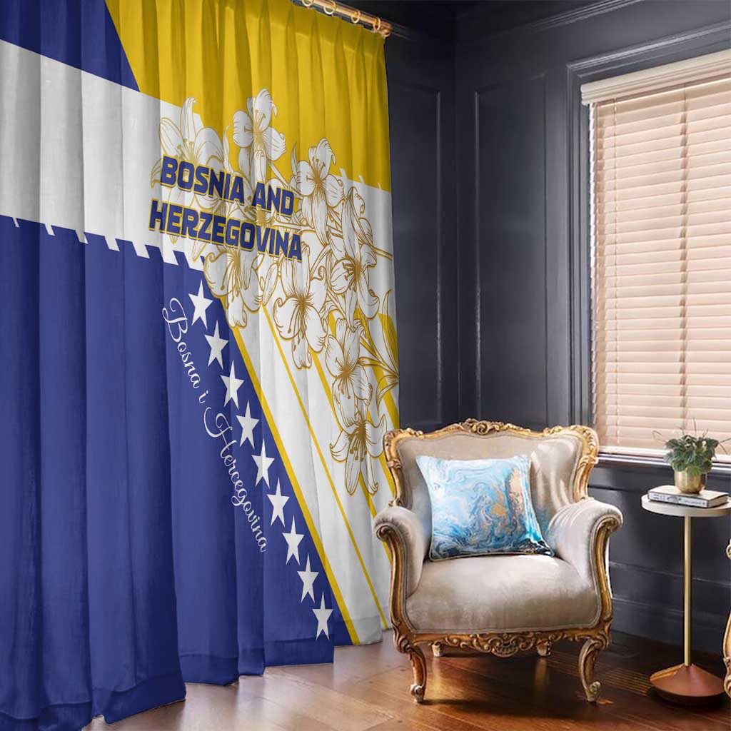 Bosnia and Herzegovina Window Curtain Stars With Golden Lily - Wonder Print Shop