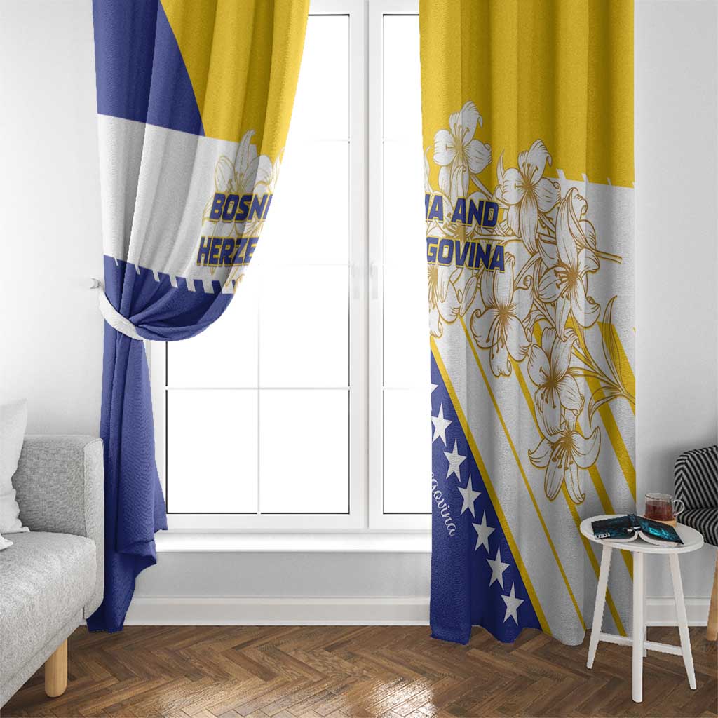 Bosnia and Herzegovina Window Curtain Stars With Golden Lily - Wonder Print Shop