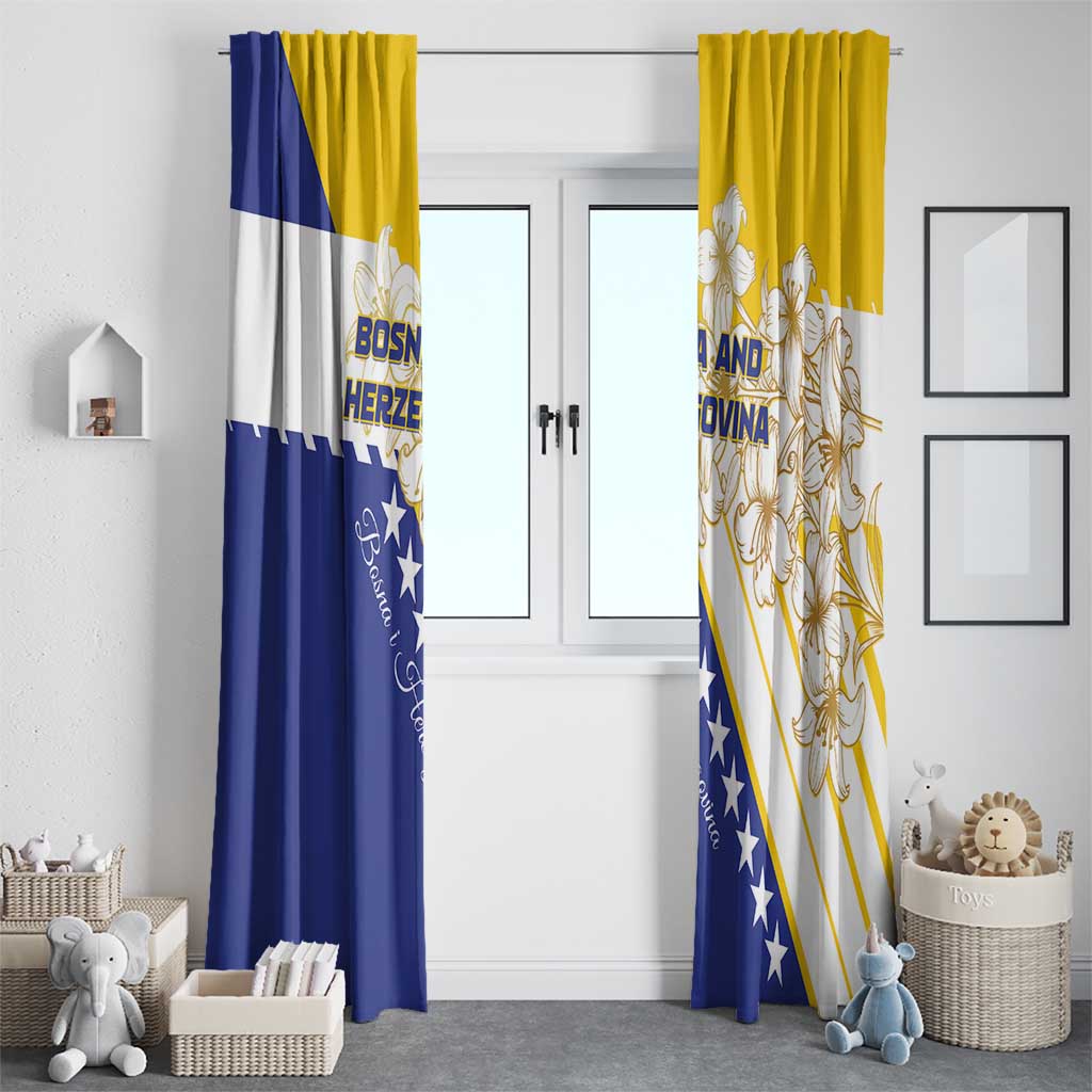 Bosnia and Herzegovina Window Curtain Stars With Golden Lily - Wonder Print Shop