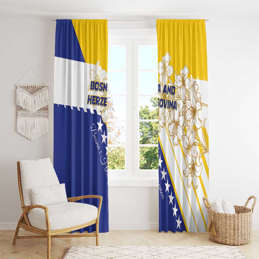 Bosnia and Herzegovina Window Curtain Stars With Golden Lily - Wonder Print Shop