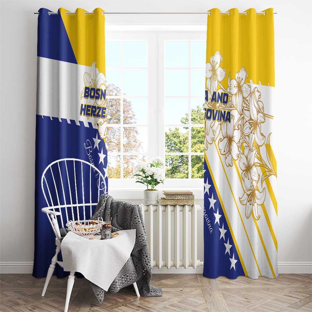 Bosnia and Herzegovina Window Curtain Stars With Golden Lily - Wonder Print Shop