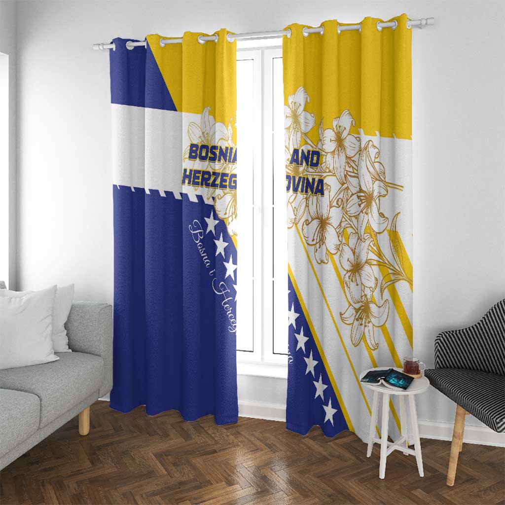 Bosnia and Herzegovina Window Curtain Stars With Golden Lily - Wonder Print Shop