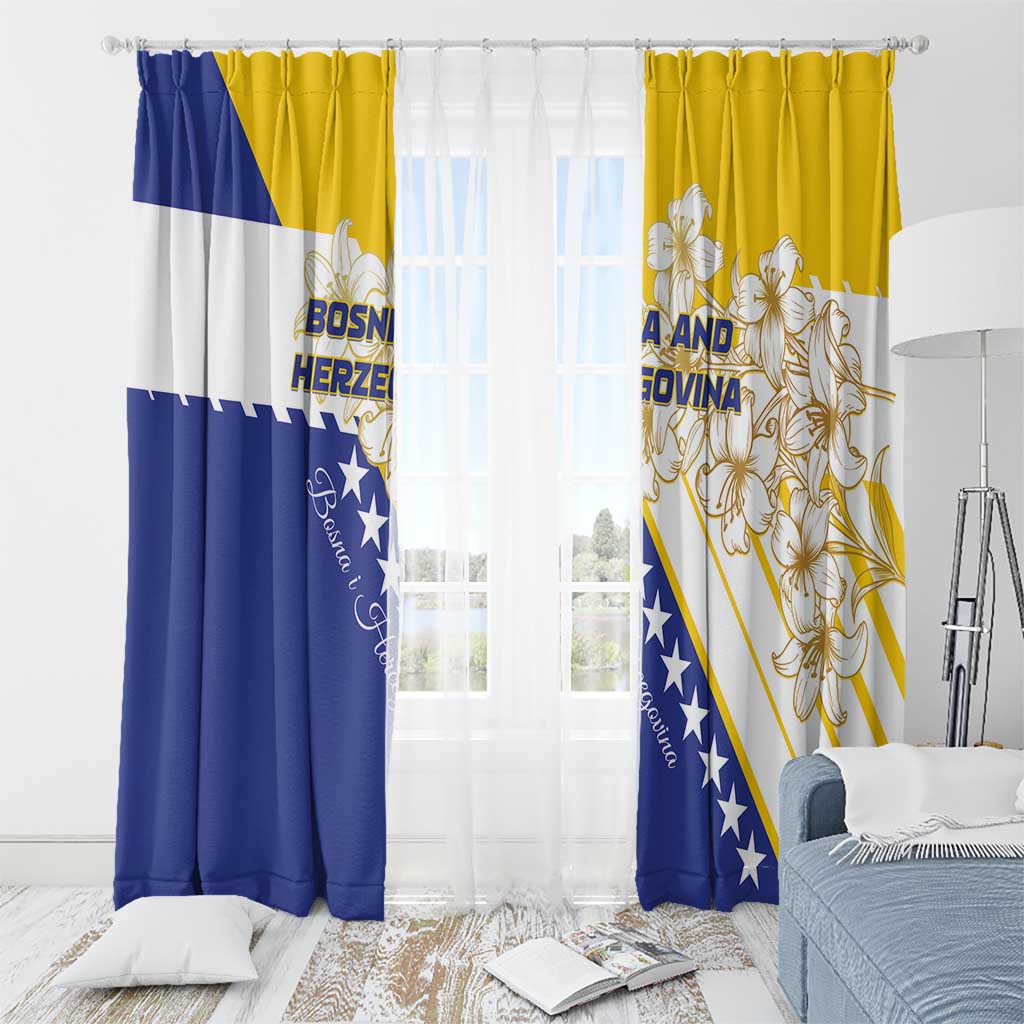 Bosnia and Herzegovina Window Curtain Stars With Golden Lily - Wonder Print Shop
