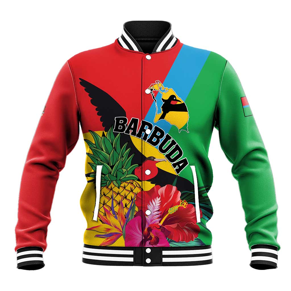 Personalised Barbuda Baseball Jacket Frigate Bird Tropical Style