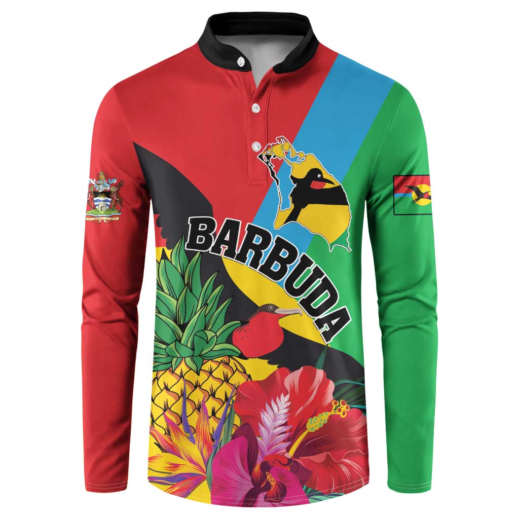 Personalised Barbuda Button Sweatshirt Frigate Bird Tropical Style