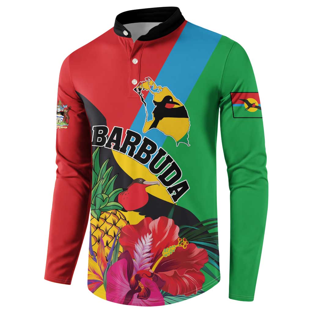 Personalised Barbuda Button Sweatshirt Frigate Bird Tropical Style