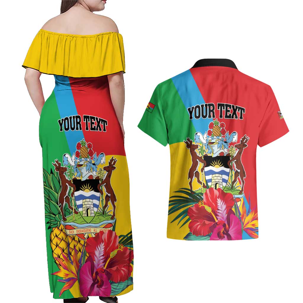 Personalised Barbuda Couples Matching Off Shoulder Maxi Dress and Hawaiian Shirt Frigate Bird Tropical Style