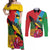 Personalised Barbuda Couples Matching Off Shoulder Maxi Dress and Long Sleeve Button Shirt Frigate Bird Tropical Style
