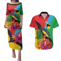 Personalised Barbuda Couples Matching Puletasi and Hawaiian Shirt Frigate Bird Tropical Style