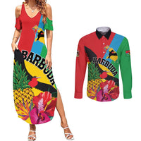 Personalised Barbuda Couples Matching Summer Maxi Dress and Long Sleeve Button Shirt Frigate Bird Tropical Style