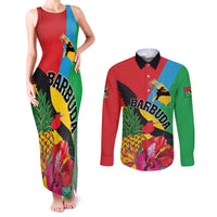 Personalised Barbuda Couples Matching Tank Maxi Dress and Long Sleeve Button Shirt Frigate Bird Tropical Style